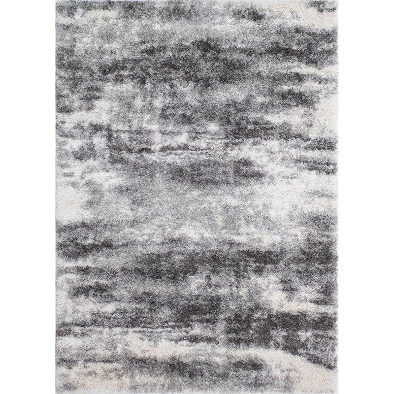 Noori Rug Lux Madison Abstract 2-Inch Shag Area Rug - 5'0" x 8'0" - Charcoal/Grey