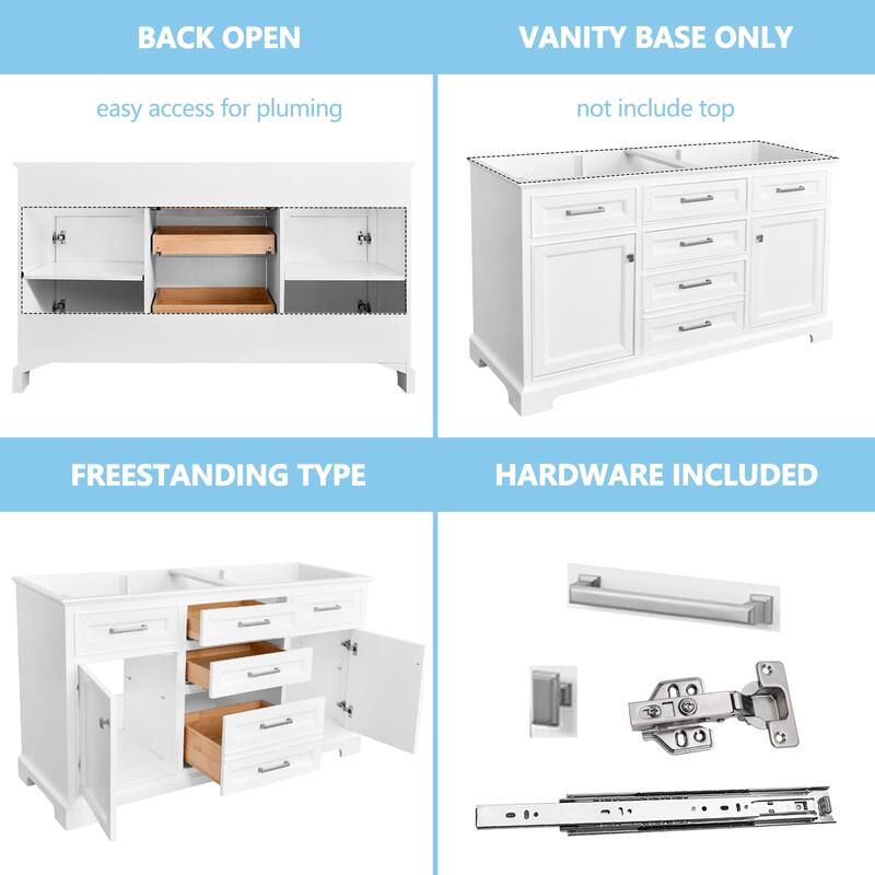 Nephelily 48" 60" 72" Vintage Uni-Vanity Bathroom Cabinet, Tall Drawer