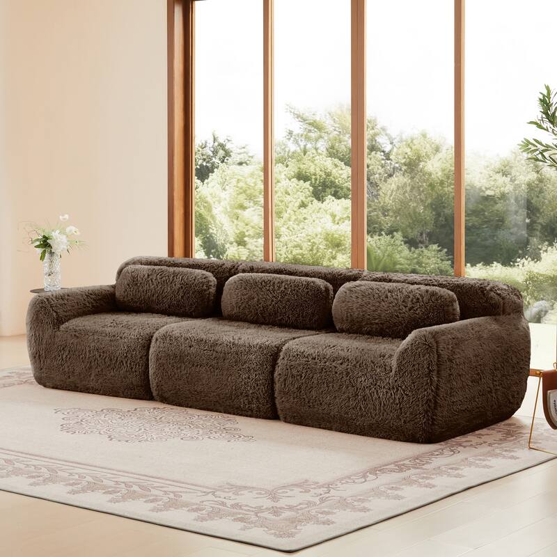 114''Soft and Fluffy Plush Fabric,Modular Sectional Sofa Couches