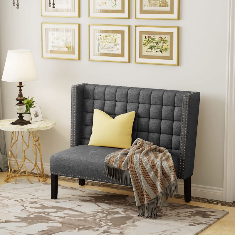 Settee couch,Modern Loveseat Settee Bench Sofa 2-Seat Sofa Couch Tufted Love Seat Dining Bench with Nail Head for Living Room