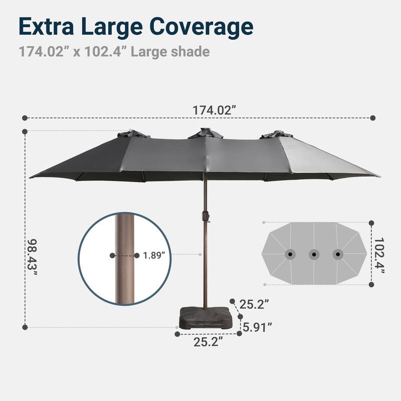 XIZZI Outdoor Patio Umbrella with Solar LED Lights and Base