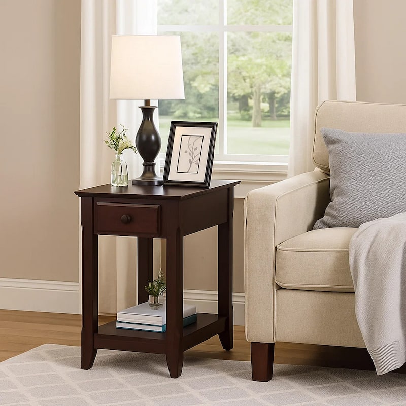 Accent Table with 1 Drawer and Bottom Shelf, Brown