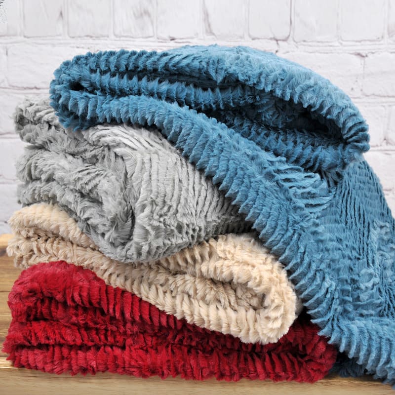 Herringbone FauxFur Throw, 50" x 60"