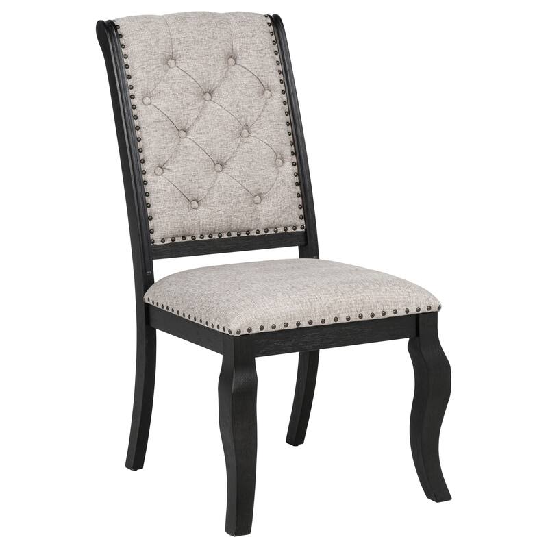 Phelps Upholstered Dining Side Chair Tan Distressed Noir (Set of 2)