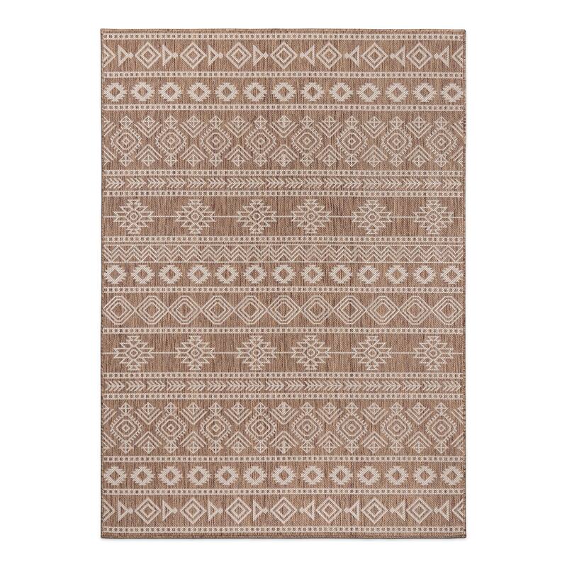 World Rug Gallery Geometric Boho Textured Flat Weave Indoor/Outdoor Area Rug