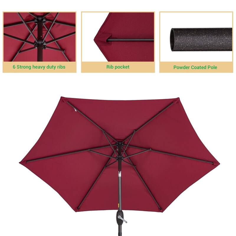 LIVOOSUN 7.5ft Steel Patio Market Umbrella Tilt System