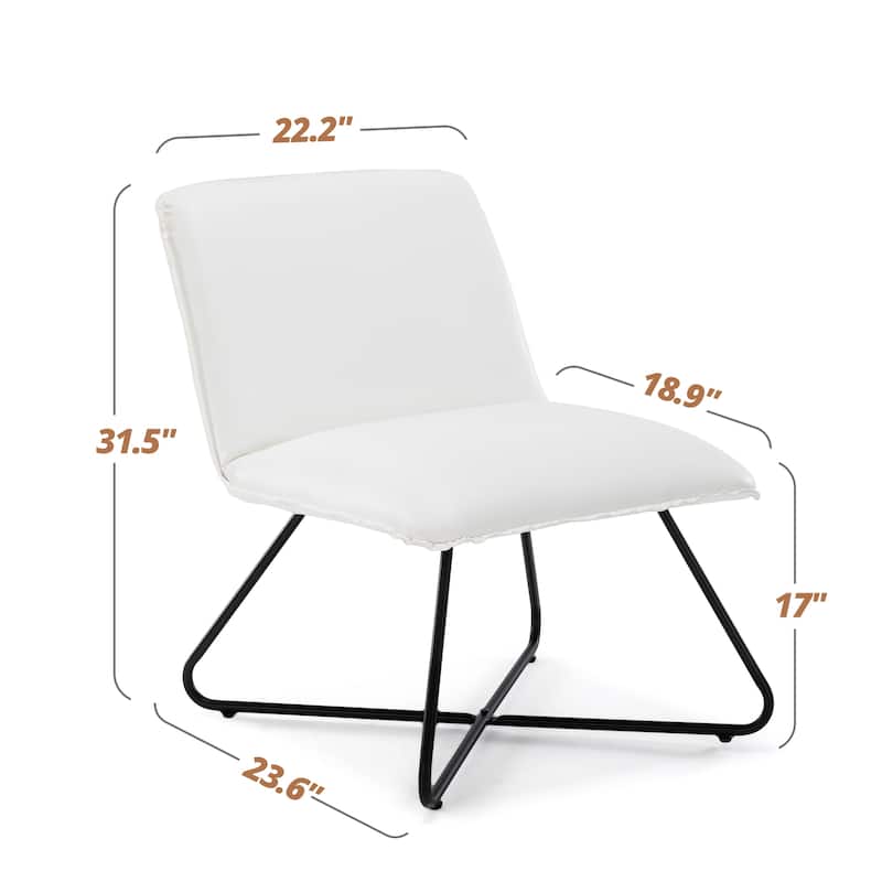 LUE BONA Mid Century Faux Leather Accent Chair With Adjustable Backrest - 31.5'' H X 22.2'' W X 23.6'' D