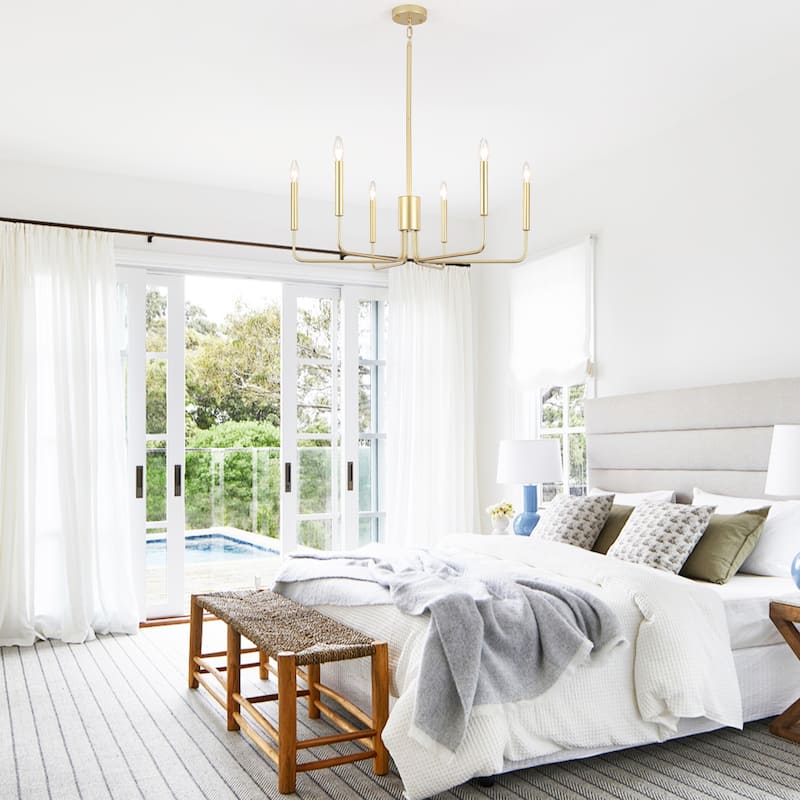 Modern 6-Light Simple Candle Chandelier for Kitchen Island, Living Room, Bedroom, Foyer