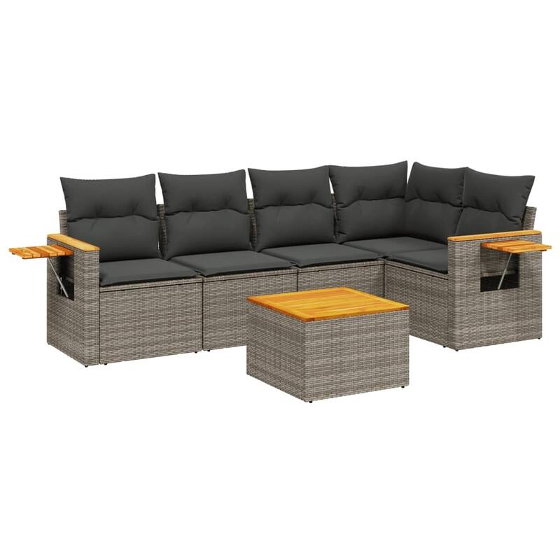 vidaXL Patio Sofa Set with Cushions Outdoor Conversation Furniture Poly Rattan