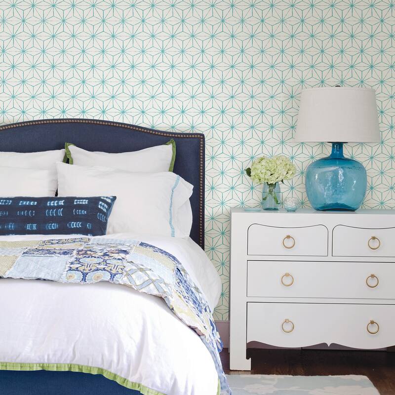 A-Street Prints Orion Turquoise Geometric Wallpaper