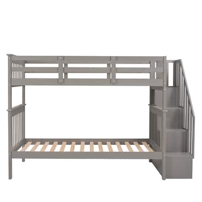 Stairway Twin-Over-Twin Bunk Bed: Storage, Guard Rail for Bedroom & Dorm