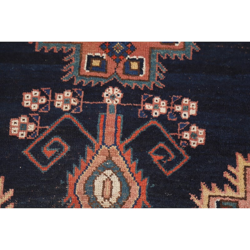 Hand Knotted Oriental 100% Wool Carpet Traditional Medallion Navy Blue & Blues Afshar Area Rug - 5' 2'' X 4' 3''