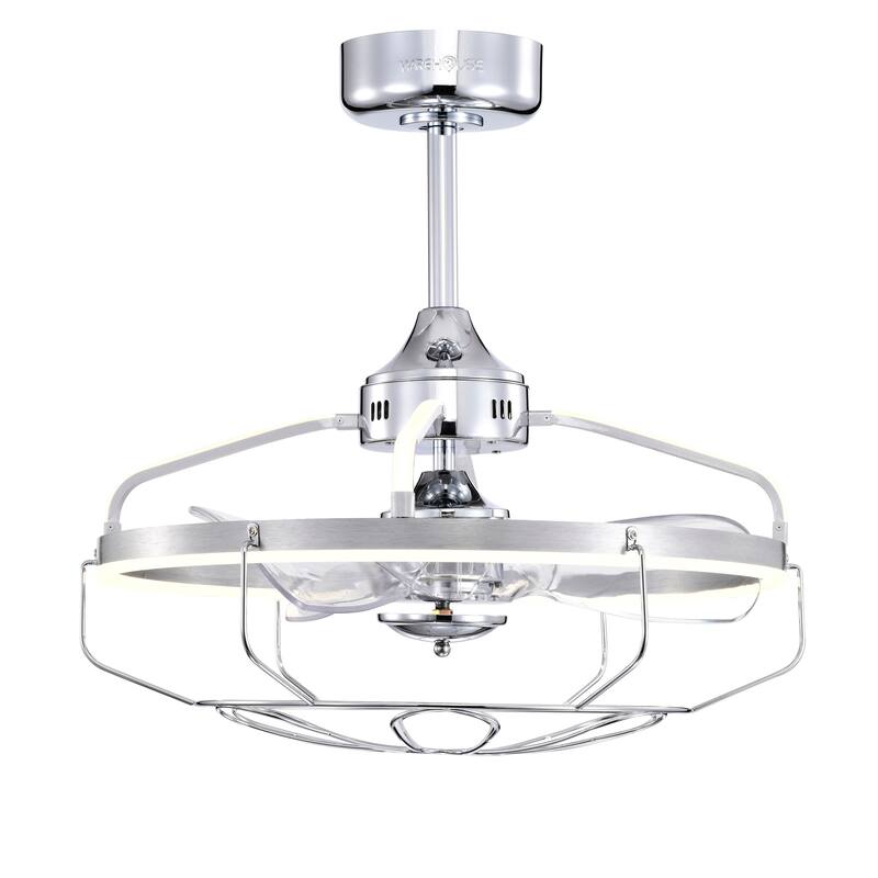 Dhooma 25 Inch Chrome Finished Modern LED Ceiling Fandelier with Remote - N/A - Chrome Polish