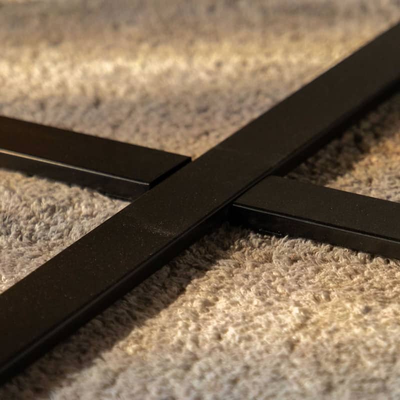 Modern Retro Round Coffee Table with Gold Cross Legs