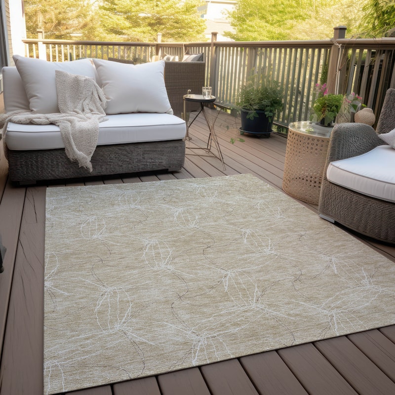 Machine Washable Indoor/ Outdoor Abstract Contemporary Chantille Rug