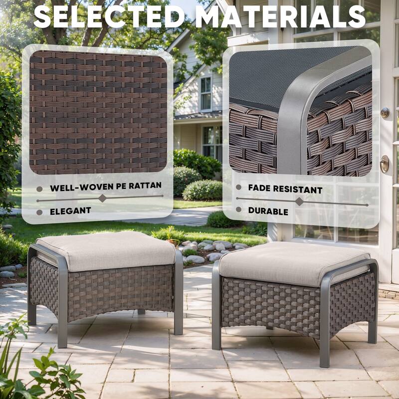6 Pieces Patio Sofa with Fire Pit Table, Swivel Chair Ottoman