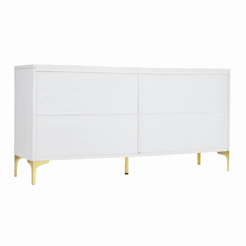 59.84" Carved Sideboard Buffet Cabinet with Press-to-Open Design for Dining Room or Living Room