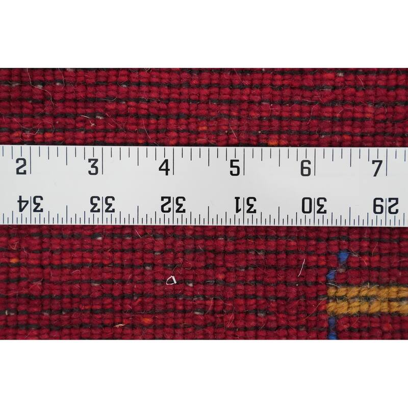 Hand Knotted Oriental 100% Wool Carpet Tribal Animal Pictorial Red Gabbeh Area Rug - 10' 0'' X 6' 9''