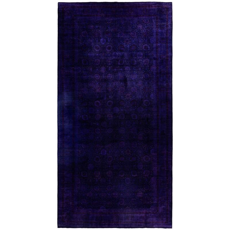 Overdyed One-of-a-Kind Hand-Knotted Area Rug - Purple - 9' 1" x 18' 1"