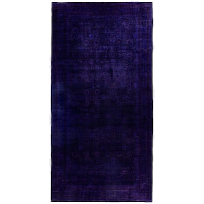 Overdyed One-of-a-Kind Hand-Knotted Area Rug - Purple - 9' 1" x 18' 1"
