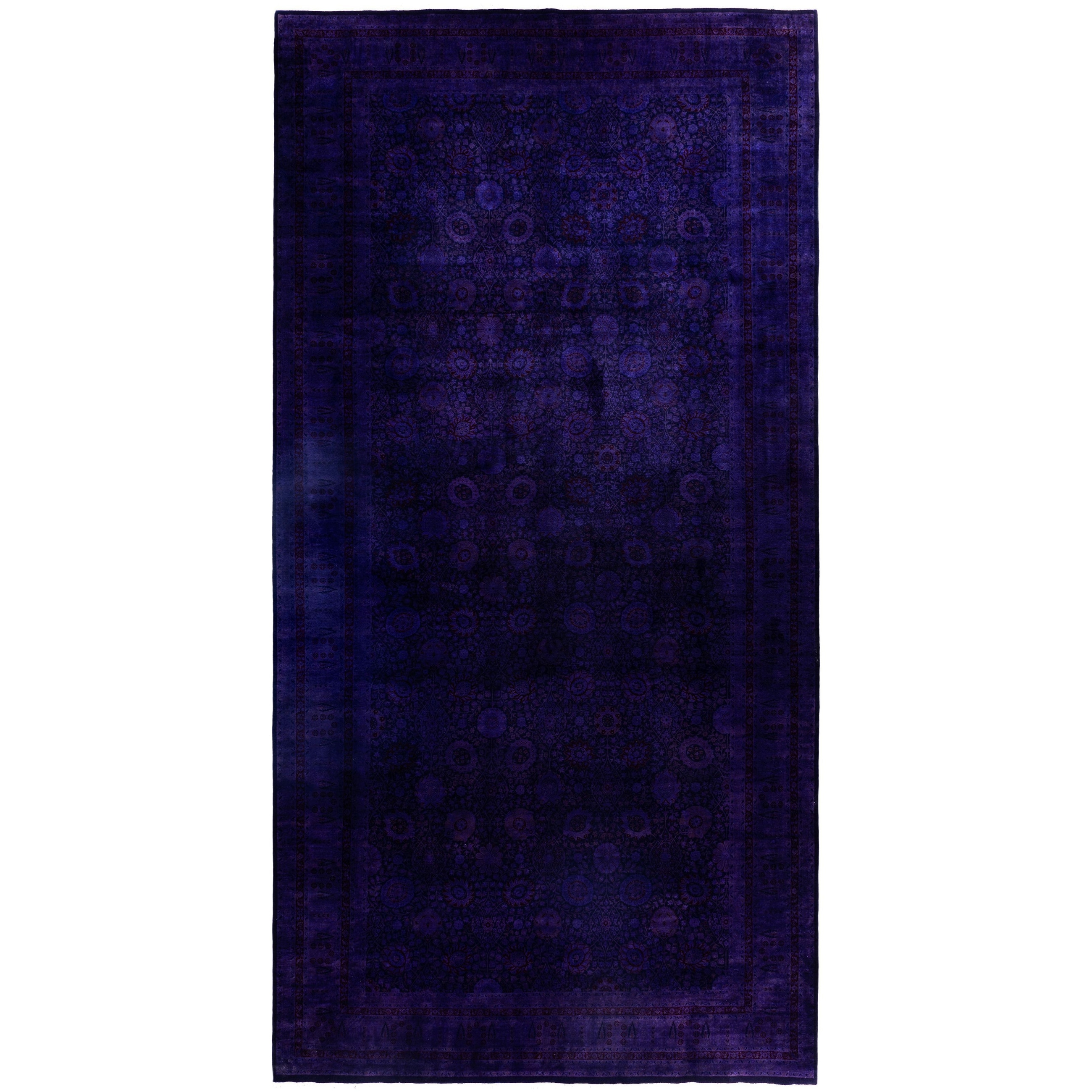 Overdyed One-of-a-Kind Hand-Knotted Area Rug - Purple - 9' 1" x 18' 1"
