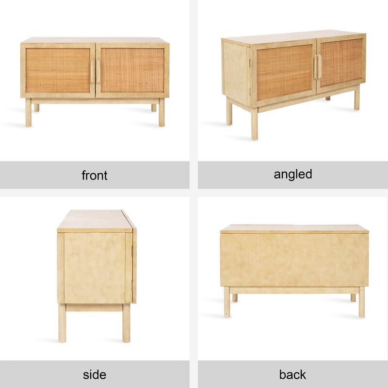 Kate and Laurel Ori Rattan Console Floor Cabinet - 38x16x23
