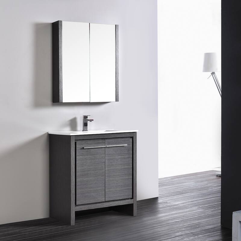 Solid Wood Bathroom Vanity with Mirror Medicine Cabinet