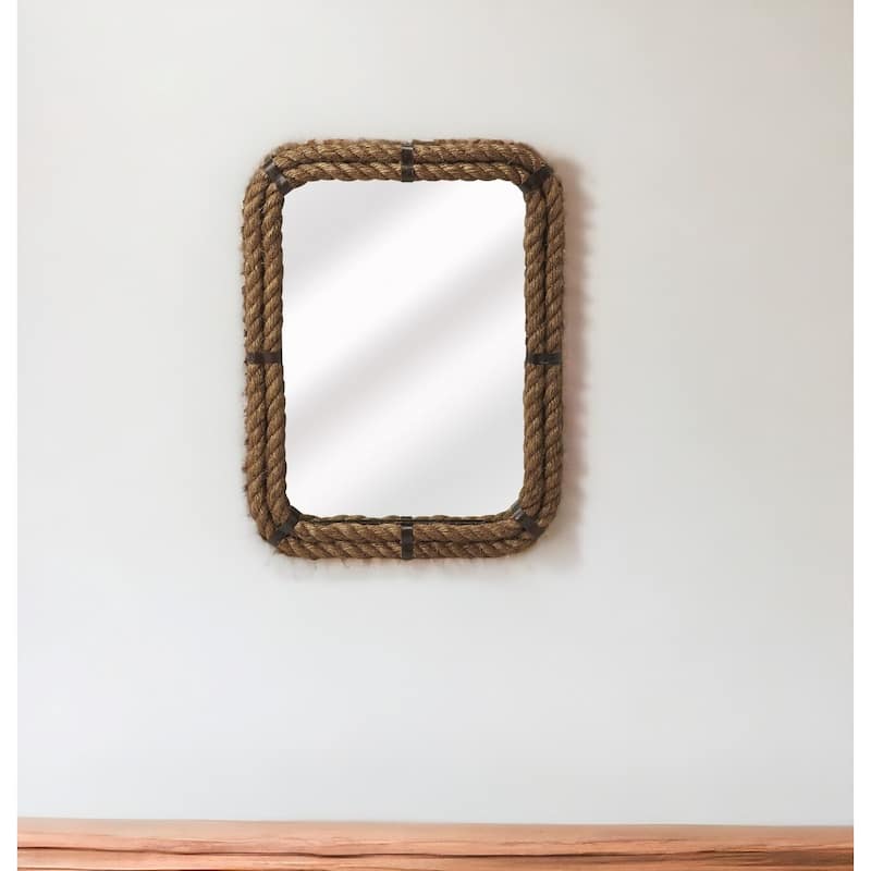 HomeRoots 25" Brown Framed Accent Mirror - 18.5' X '24.5' X '2 - 18.5' X '24.5' X '2 - Brown