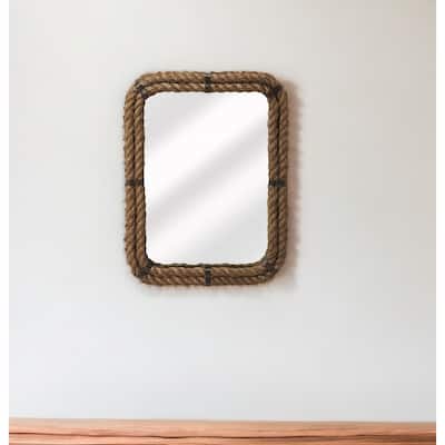 HomeRoots 25" Brown Framed Accent Mirror - 18.5' X '24.5' X '2