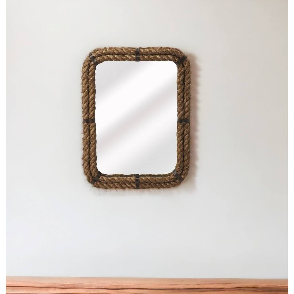 HomeRoots 25" Brown Framed Accent Mirror - 18.5' X '24.5' X '2