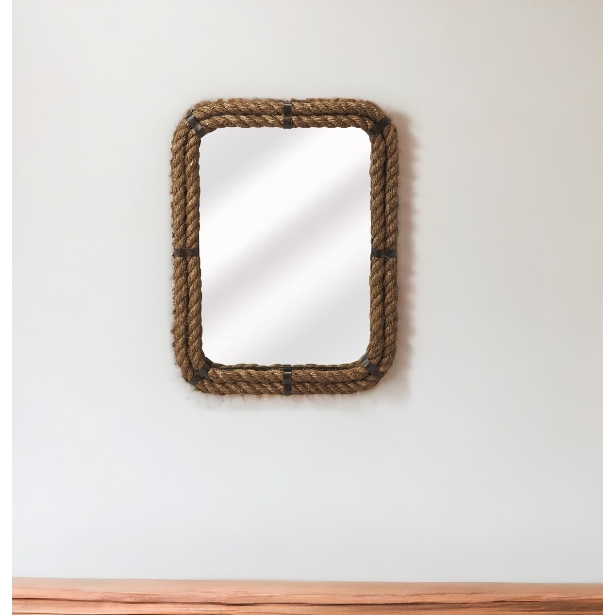HomeRoots 25" Brown Framed Accent Mirror - 18.5' X '24.5' X '2