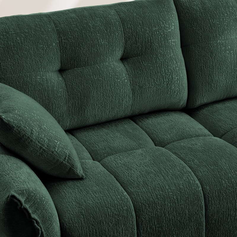 Modern Chenille Fabric 2-Seater Sofa with Ottoman