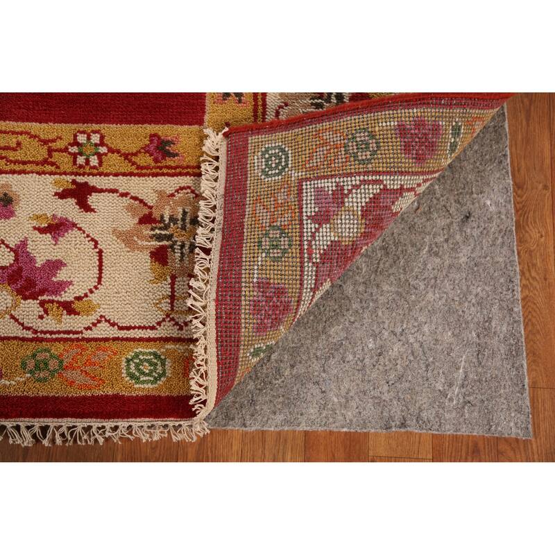 Red Floral Heriz Serapi Indian Area Rug Handmade Wool Carpet - 7'10" x 9'9"