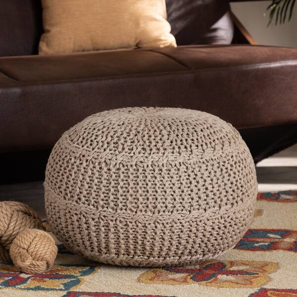 slide 1 of 12, Palmas Modern and Bohemian styled Handwoven Pet Yarn Pouf and Ottoman