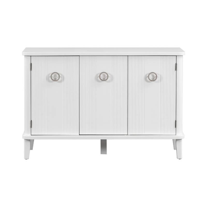 Modern Solid Wood Cabinet with Three Acacia Solid Doors and Adjustable Shelves Ideal for Living Room, Study, Corridor