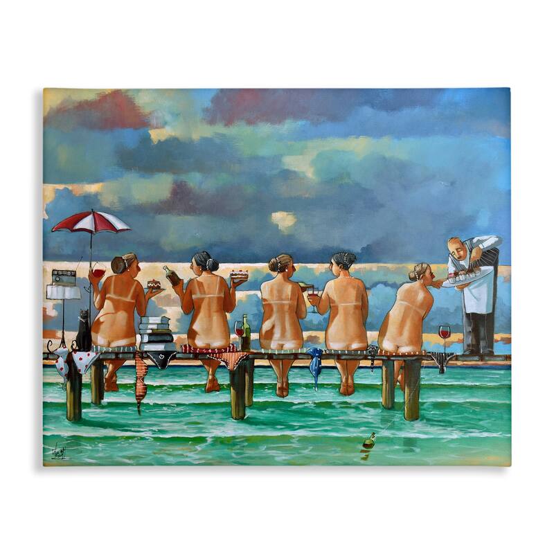 Stupell Beach Dock Women Summer Fun Canvas Wall Art by Ronald West - 40 x 30