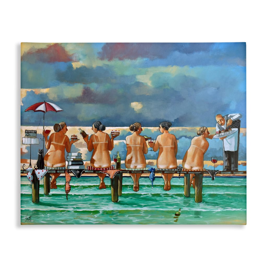 Stupell Beach Dock Women Summer Fun Canvas Wall Art by Ronald West
