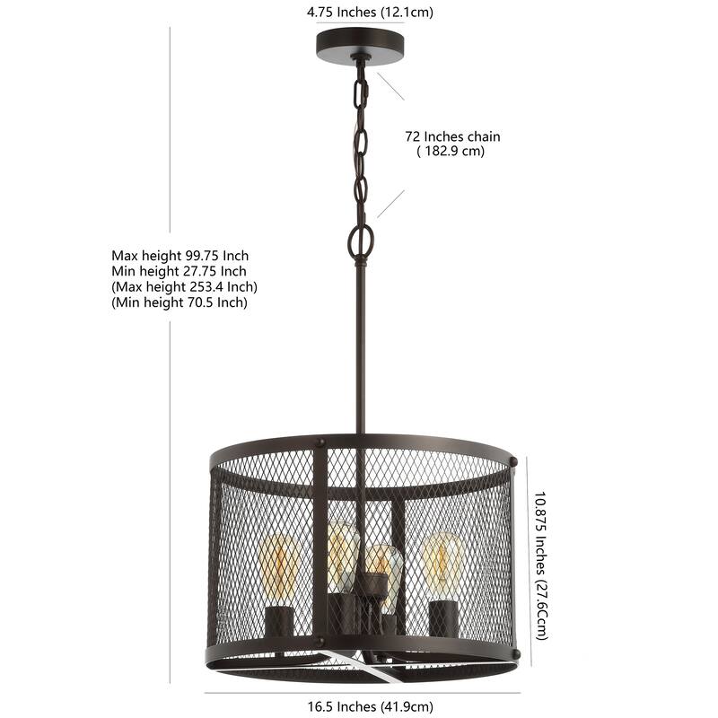 SAFAVIEH Lighting Eduartina Adjustable 4-Light Led Dark Grey Pendant - 16.5"x16.5"x27.8-99.8" - Dark Grey - 17Wx17Dx100H