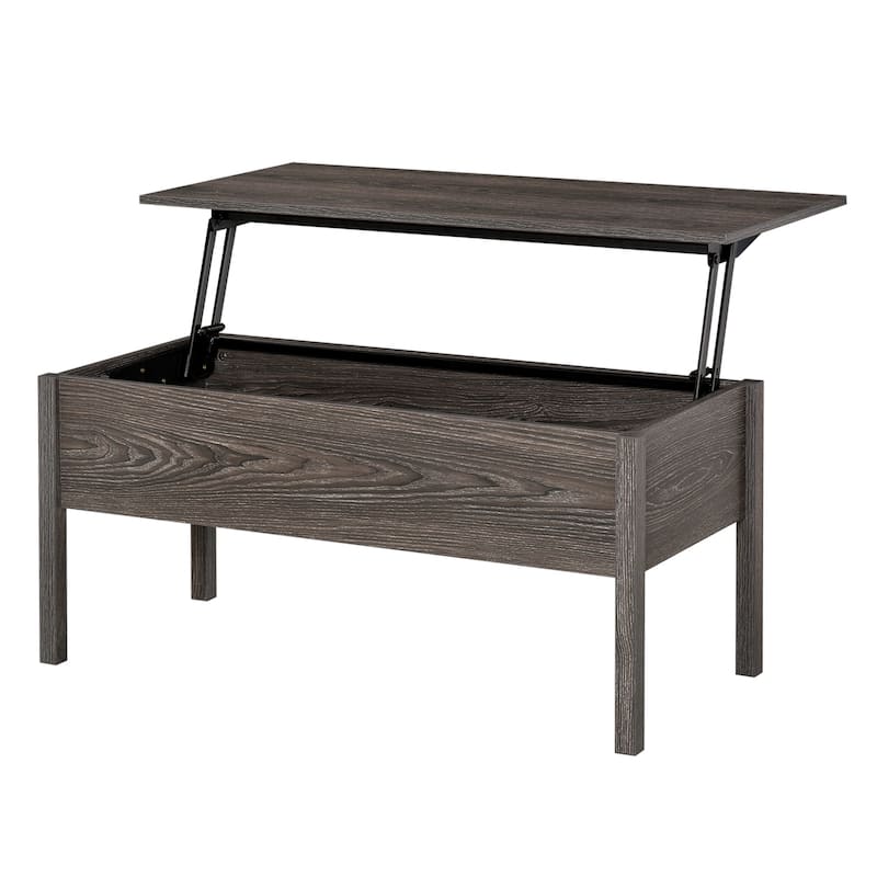 HOMCOM 39" Modern Lift Top Coffee Table Desk With Hidden Storage Compartment for Living Room, Light Grey Woodgrain