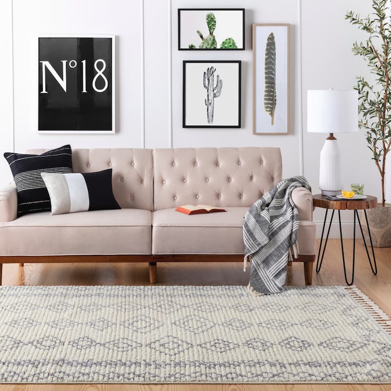 Mr. Kate Effie Global Geometric Plush Area Rug - 6'7" x 9' - Grey