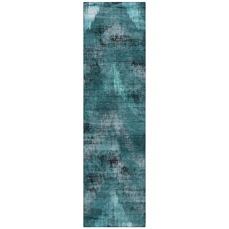 Machine Washable Indoor/ Outdoor Chantille Distressed Chevron Rug