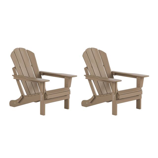 Laguna Outdoor Eco-Friendly Poly Folding Adirondack Chair (Set of 2) - Weatherwood