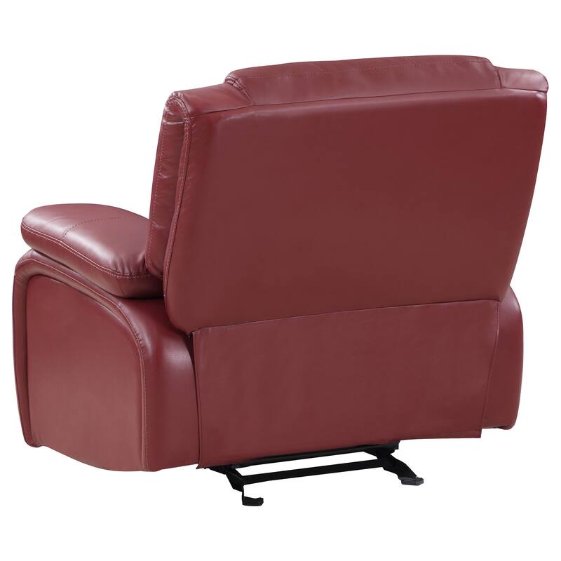 Camila Upholstered Motion Reclining Sofa Red And Black Faux Leather