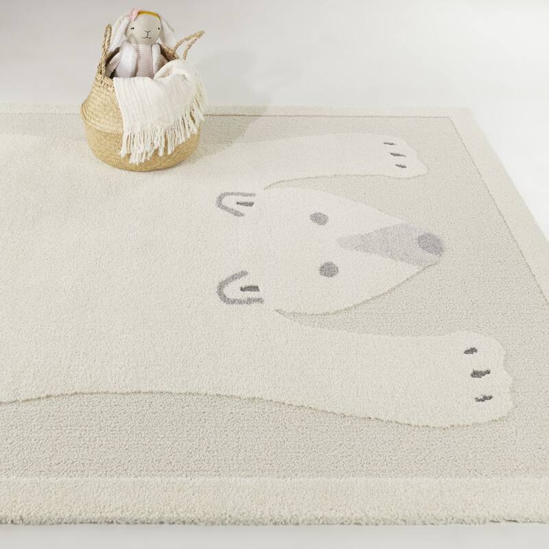 Mod-Tod Barry Kids Bear Area Rug - 4'4" x 6' - Cream - Rectangle