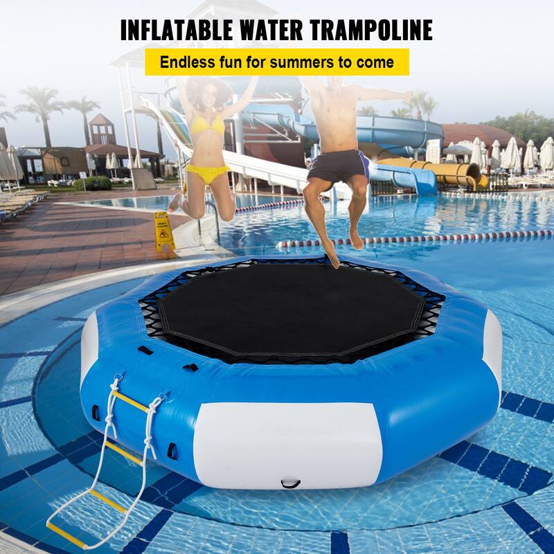 VEVOR Inflatable Water Trampoline Round Inflatable Water Bouncer with Ladder