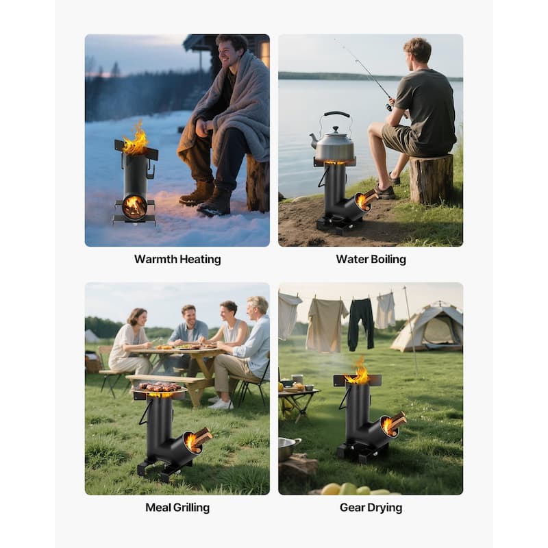 Camping Rocket Stove for Wood, Twigs, or Sticks, Outdoor Use