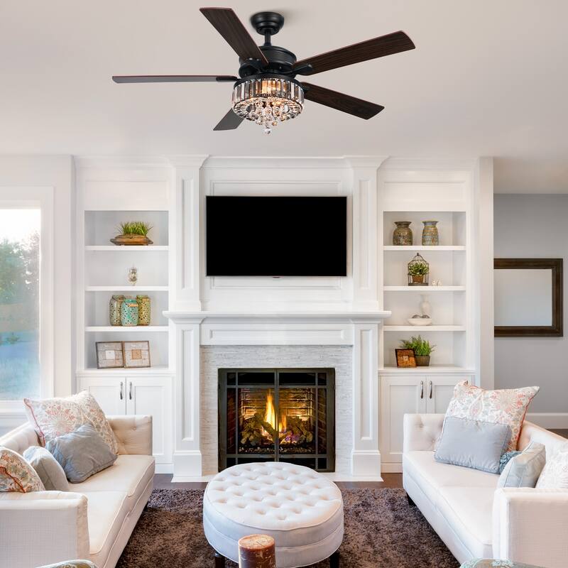 CO-Z 52 Inch Crystal Chandelier Ceiling Fan with Lights and Remote