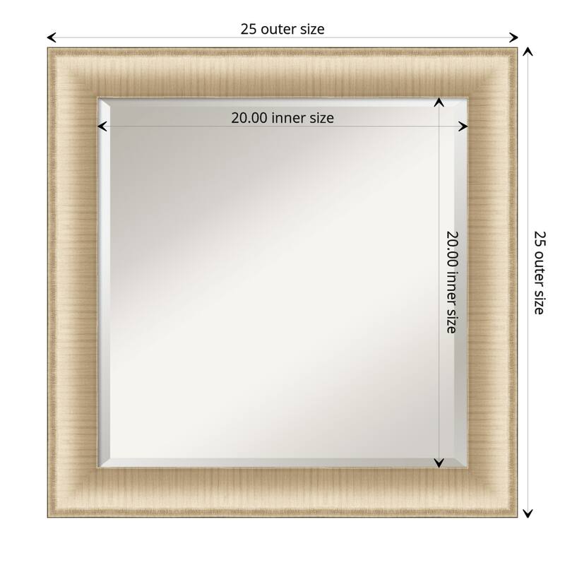Beveled Bathroom Wall Mirror - Elegant Brushed Honey Frame
