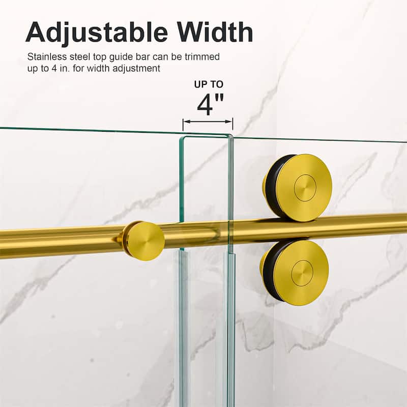 56"-60"W x 72"H Frameless Single Sliding Shower Door