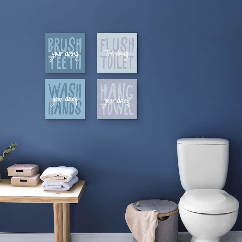 Bathroom Advice I, Bathroom Advice II, Bathroom Advice III, Bathroom Advice IV by Wild Apple Portfolio Canvas Art Prints